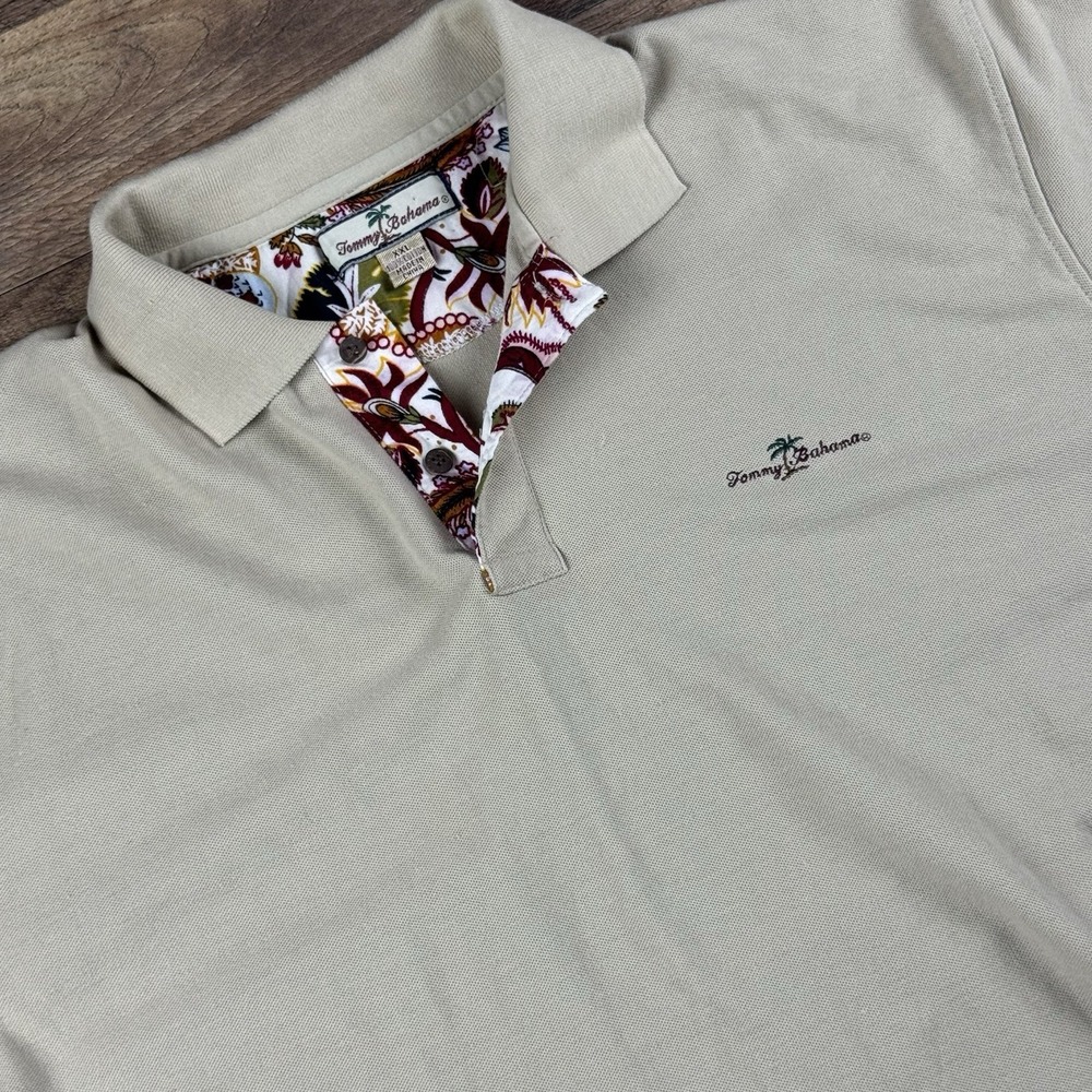 Tommy Bahama Men Short Sleeve Polo Shirt Size XXL‎ Tan